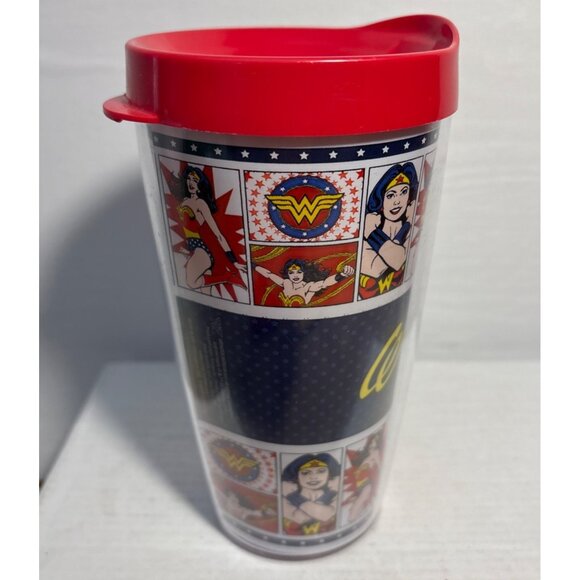 Wonder Woman 16OZ Tumbler Red Lid Silver Buffalo DC  Comics - Picture 5 of 10